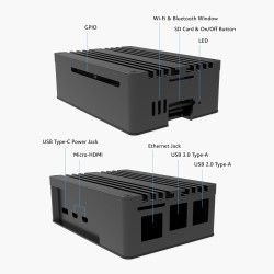 Fanless cooling case voor de Raspberry Pi 5 - Akasa